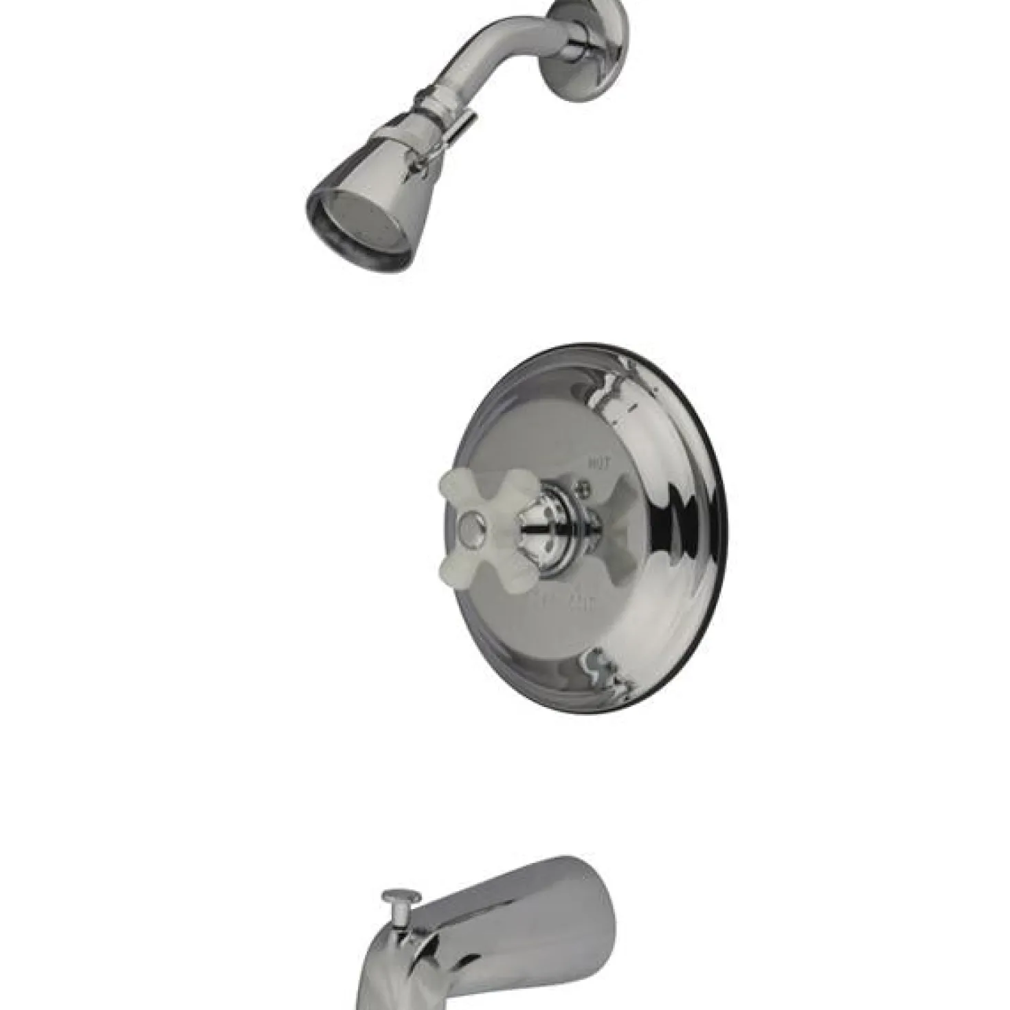 Kingston Brass GKB3631PX Water Saving Restoration Tub and Shower Faucet in Chrome with Porcelain Cross Handles