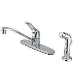 Kingston Brass GKB562SP Water Saving Wyndham Centerset Kitchen Faucet with Single Loop Handle and Side Sprayer in Chrome