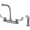 Kingston Brass GKB762SP Water Saving Vista Centerset Kitchen Faucet with Blade Handles and Side Sprayer in Chrome