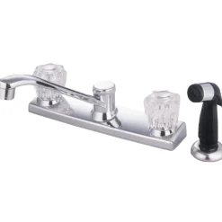 Kingston Brass GKB122 Water Saving Americana Centerset Kitchen Faucet with Acrylic Handle and Side Sprayer