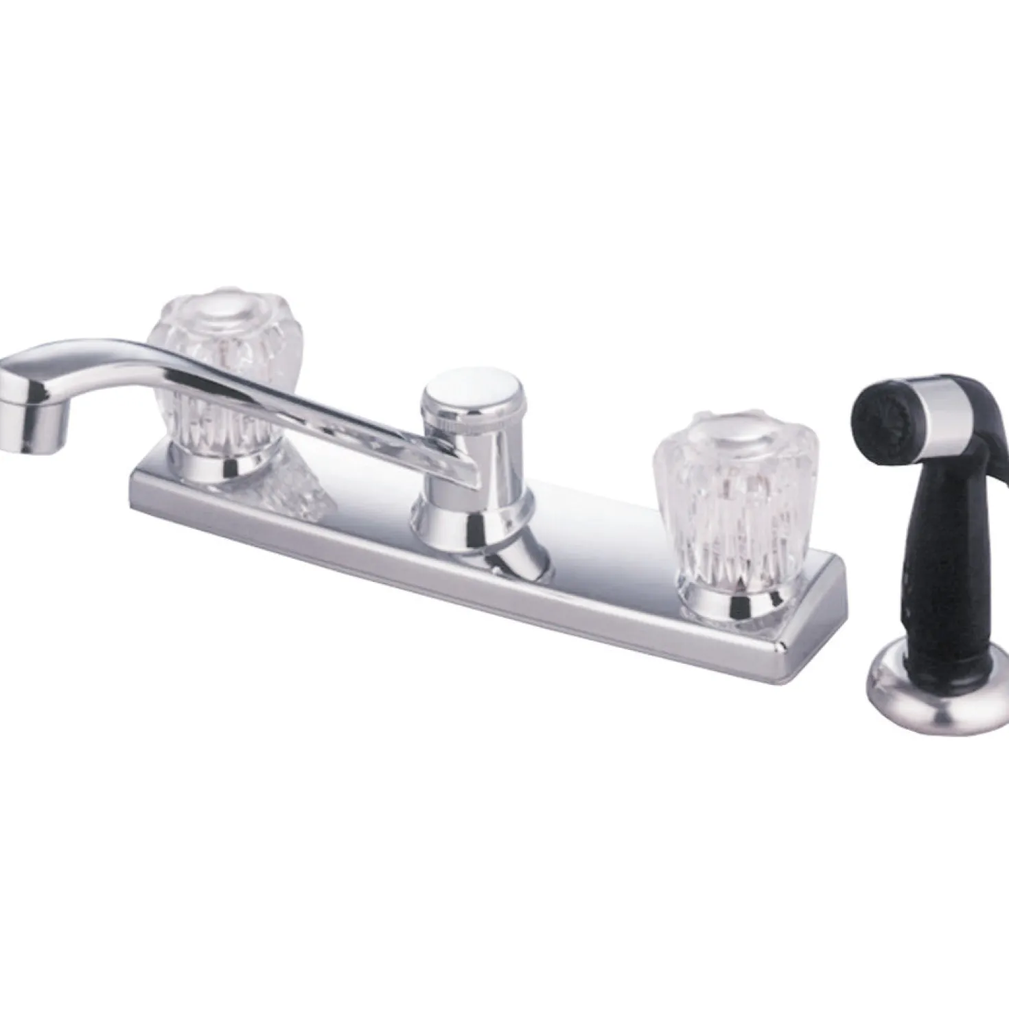 Kingston Brass GKB122 Water Saving Americana Centerset Kitchen Faucet with Acrylic Handle and Side Sprayer