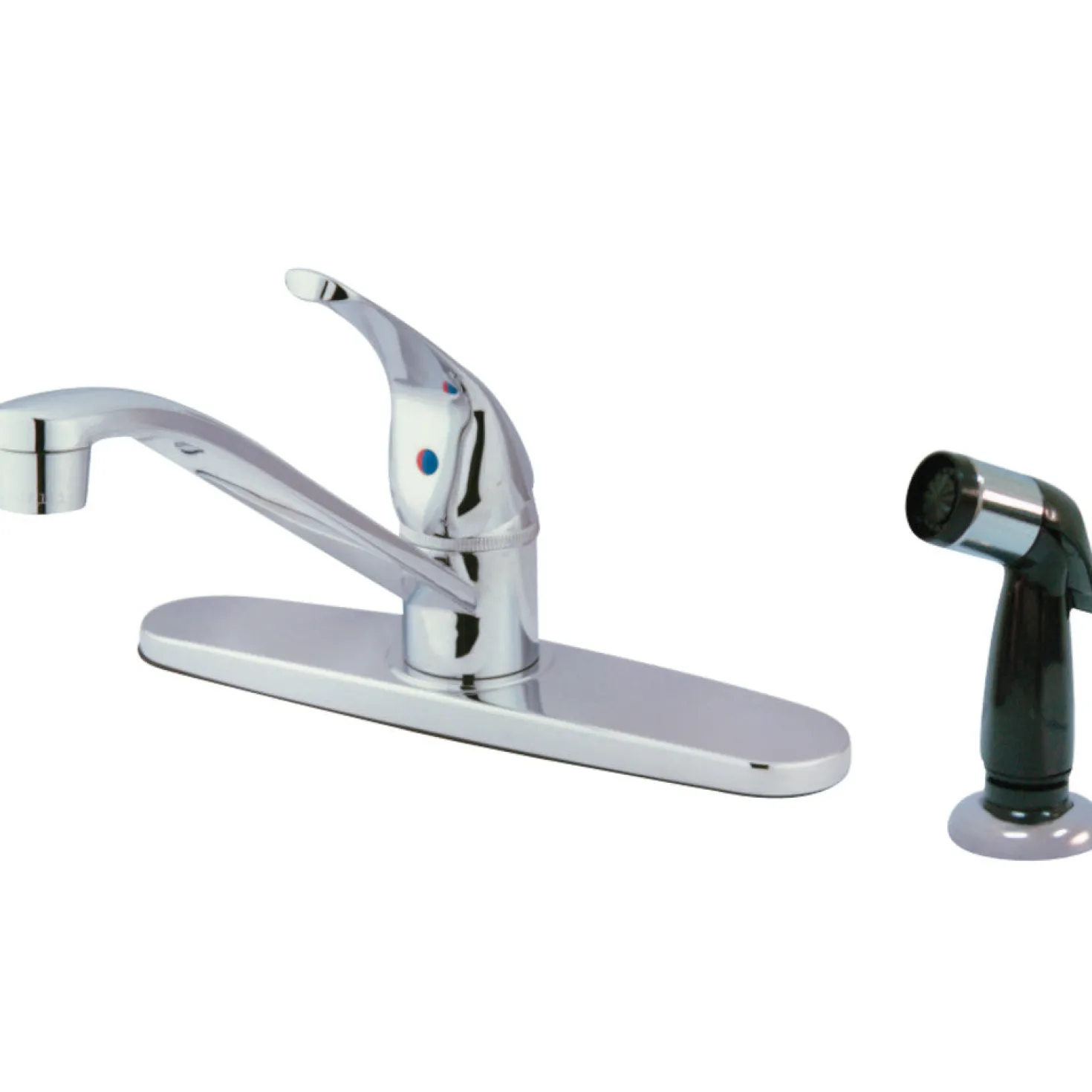 Kingston Brass GKB5720 Water Saving Chatham Centerset Kitchen Faucet with Single Lever Handle and Black Side Sprayer in Chrome