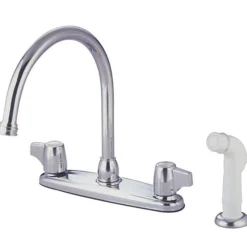 Kingston Brass GKB722 Water Saving Franklin Centerset Kitchen Faucet with Canopy Handles and Side Sprayer in Chrome