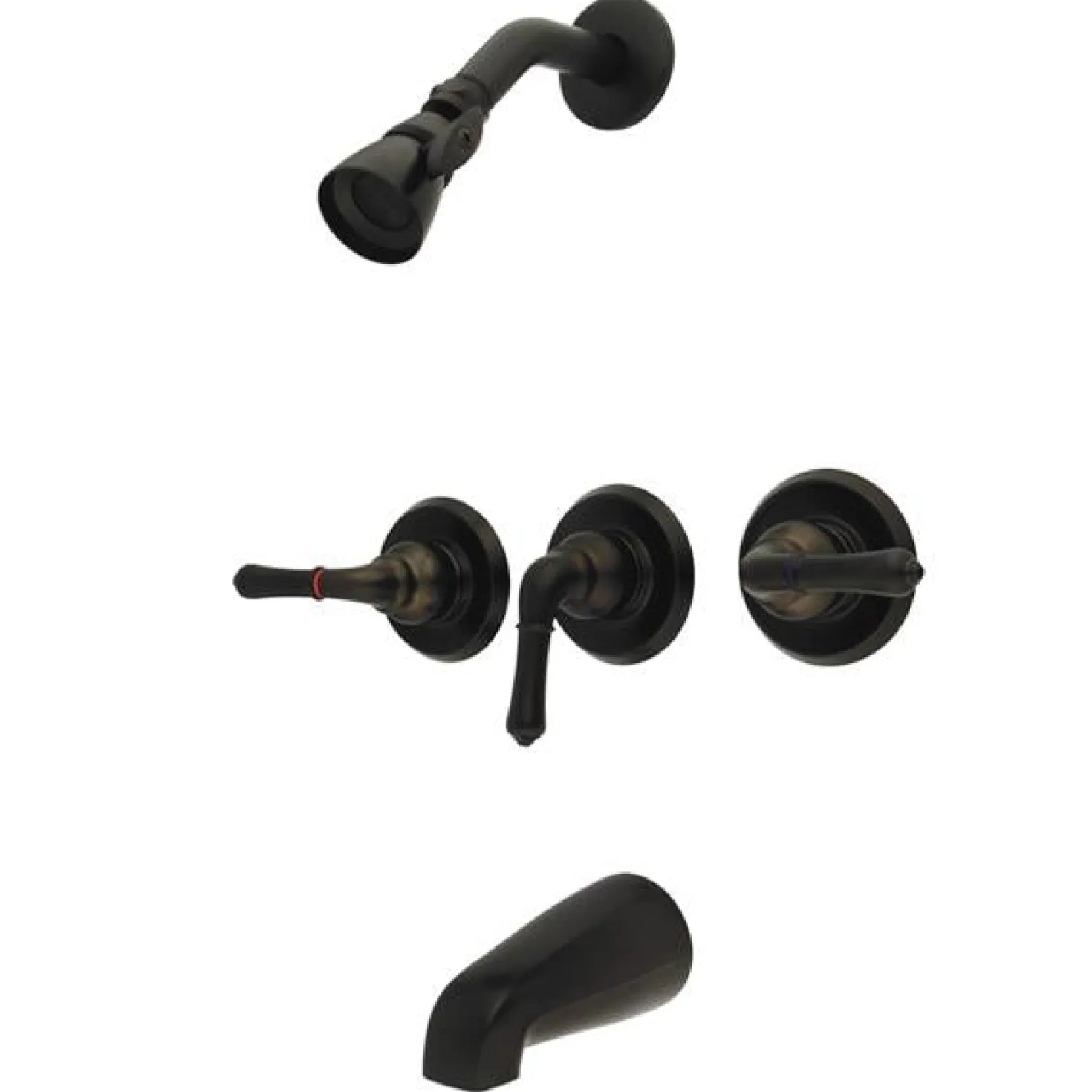 Kingston Brass GKB235 Water Saving Magellan 3-Handle Tub and Shower Faucet in Oil Rubbed Bronze with Water Savings Showerhead