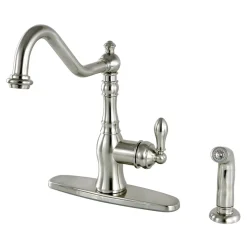 Kingston Brass Gourmetier American Classic 8" Centerset Single Handle Kitchen Faucets with Matching Sprayer