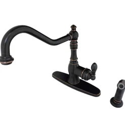 Kingston Brass Gourmetier American Classic 8" Centerset Single Handle Kitchen Faucets with Matching Sprayer