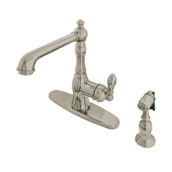 Kingston Brass Gourmetier American Classic Single-Handle Kitchen Faucet with Brass Sprayer