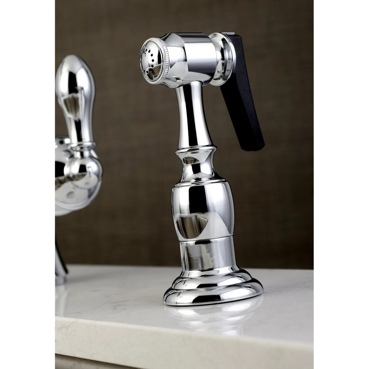 Kingston Brass Gourmetier American Classic Single-Handle Kitchen Faucet with Brass Sprayer