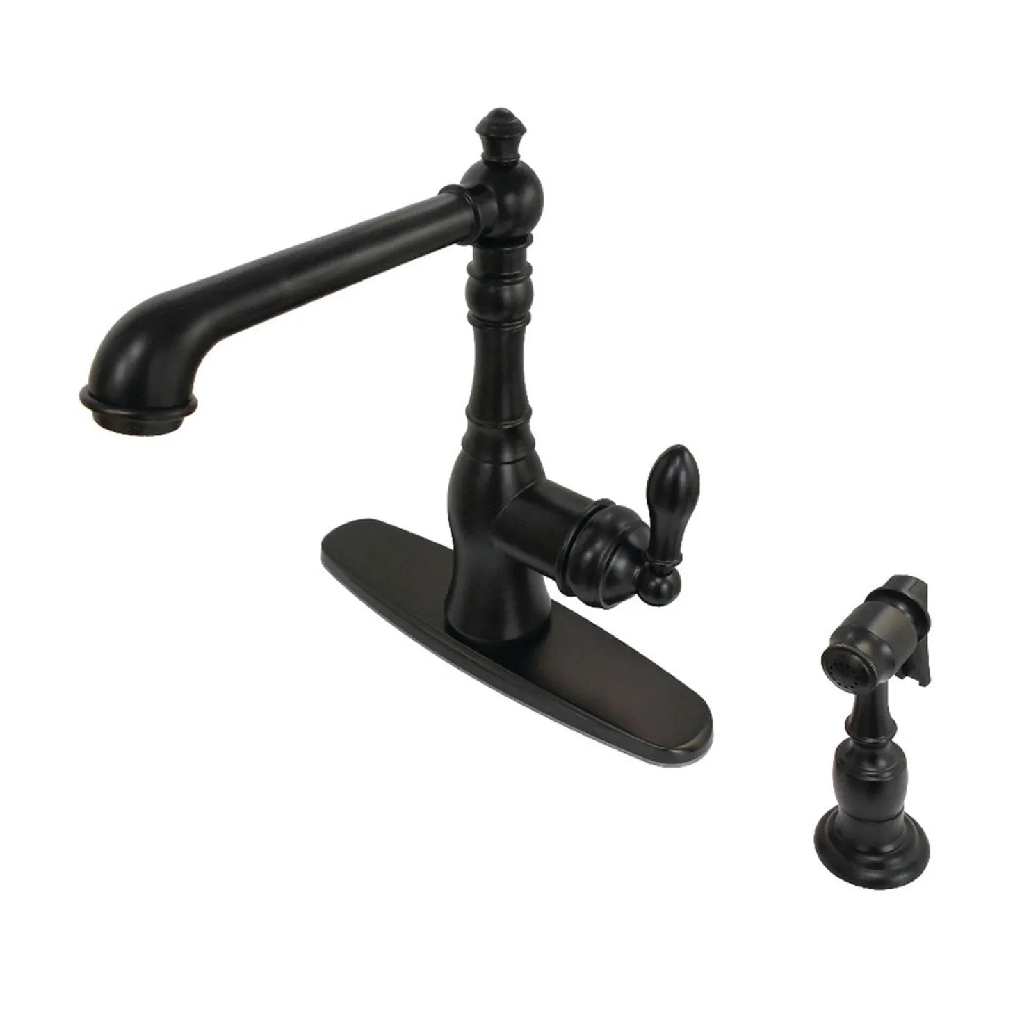 Kingston Brass Gourmetier American Classic Single-Handle Kitchen Faucet with Brass Sprayer