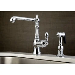 Kingston Brass Gourmetier American Classic Single-Handle Kitchen Faucet with Brass Sprayer