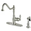 Kingston Brass Gourmetier American Classic Deck Mount Single-Handle Kitchen Faucet with Brass Sprayer