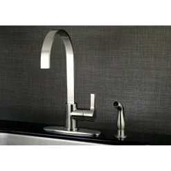 Kingston Brass Gourmetier Continental Single-Handle Kitchen Faucet with Side Sprayer