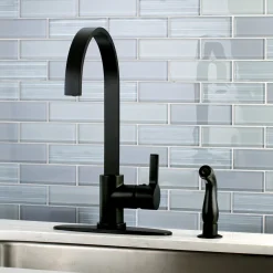 Kingston Brass Gourmetier Continental Single-Handle Kitchen Faucet with Side Sprayer