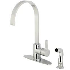 Kingston Brass Gourmetier Continental Single-Handle Kitchen Faucet with Side Sprayer