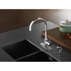 Kingston Brass Gourmetier Continental Single-Handle Kitchen Faucet with Side Sprayer