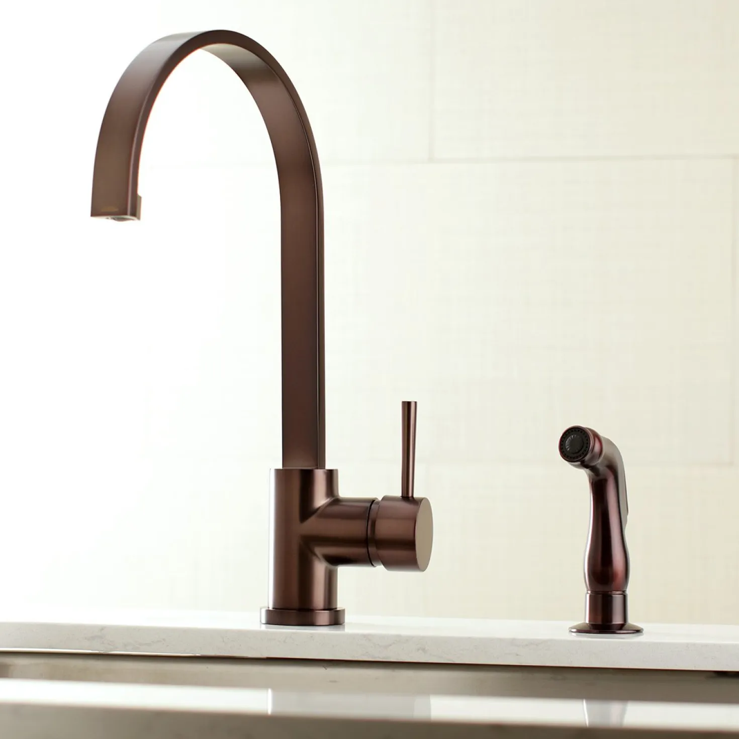 Kingston Brass Gourmetier Concord Single-Handle Kitchen Faucet with Side Sprayer