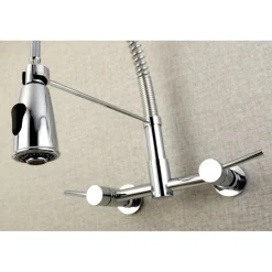 Kingston Brass Gourmetier Concord 2-Handle 2-Hole Wall Mount Pull-Down Kitchen Faucet