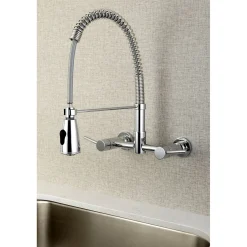 Kingston Brass Gourmetier Concord 2-Handle 2-Hole Wall Mount Pull-Down Kitchen Faucet