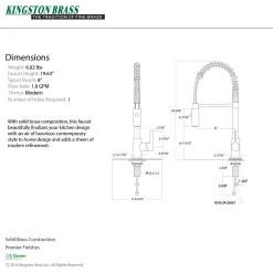 Kingston Brass Gourmetier Continental Single-Hole Single-Handle Pre-Rinse Kitchen Faucet