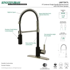 Kingston Brass Gourmetier Continental Single-Hole Single-Handle Pre-Rinse Kitchen Faucet