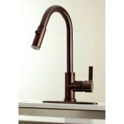 Kingston Brass Gourmetier Continental Single-Handle Single-Hole Pull-Down Kitchen Faucet