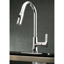 Kingston Brass Gourmetier Continental Single-Handle Single-Hole Pull-Down Kitchen Faucet