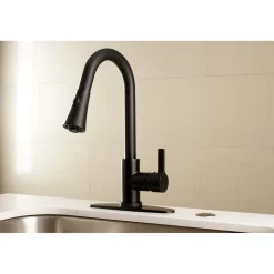 Kingston Brass Gourmetier Continental Deck Mount Single-Handle Pull-Down Kitchen Faucet
