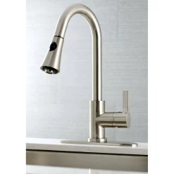 Kingston Brass Gourmetier Continental Deck Mount Single-Handle Pull-Down Kitchen Faucet