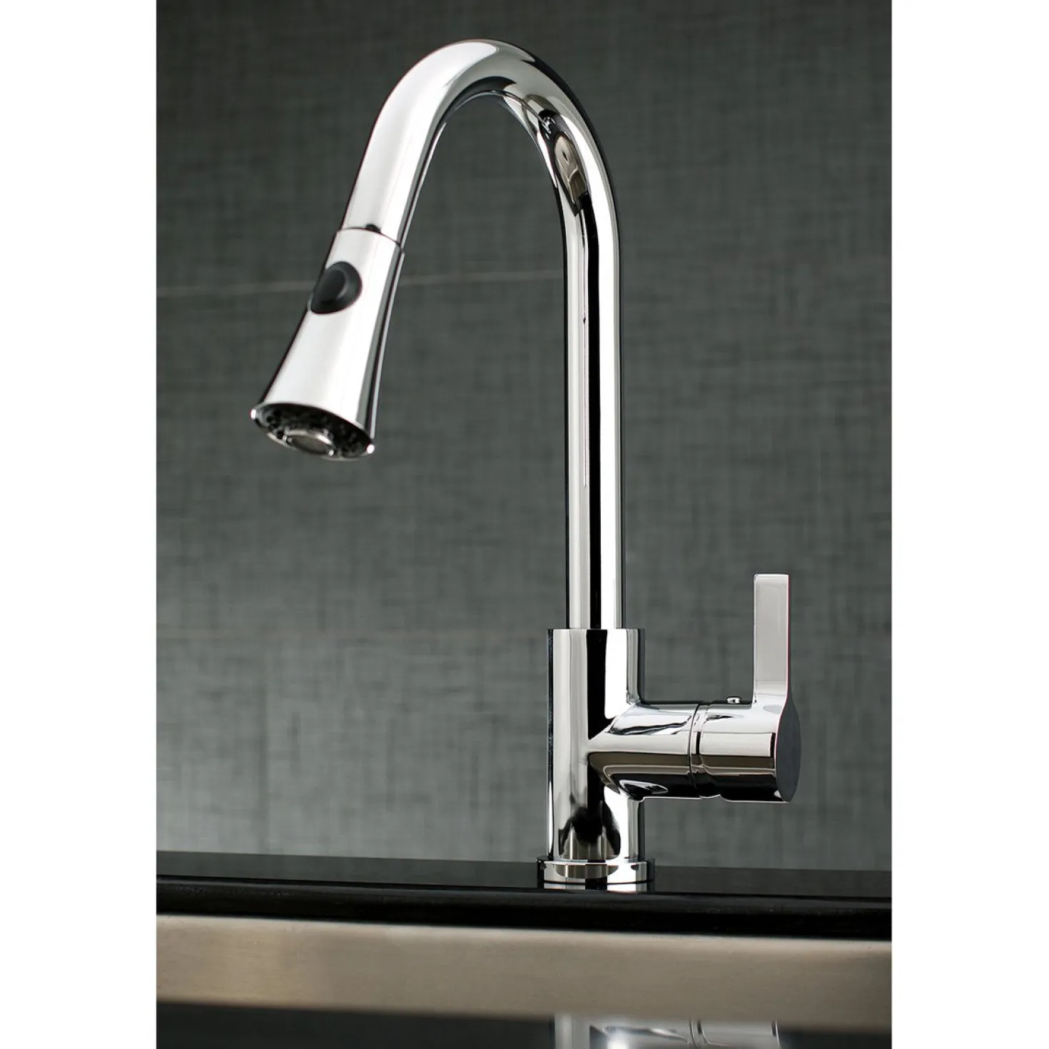 Kingston Brass Gourmetier Continental Deck Mount Single-Handle Pull-Down Kitchen Faucet