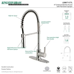 Kingston Brass Gourmetier Continental Single-Handle Pull-Down Kitchen Faucet