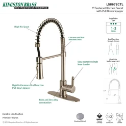 Kingston Brass Gourmetier Continental Single-Handle Pull-Down Kitchen Faucet
