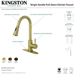 Kingston Brass Gourmetier Concord Deck Mount Single-Handle Pull-Down Kitchen Faucet