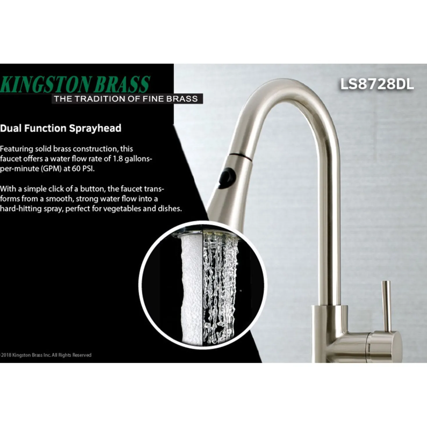 Kingston Brass Gourmetier Concord Deck Mount Single-Handle Pull-Down Kitchen Faucet