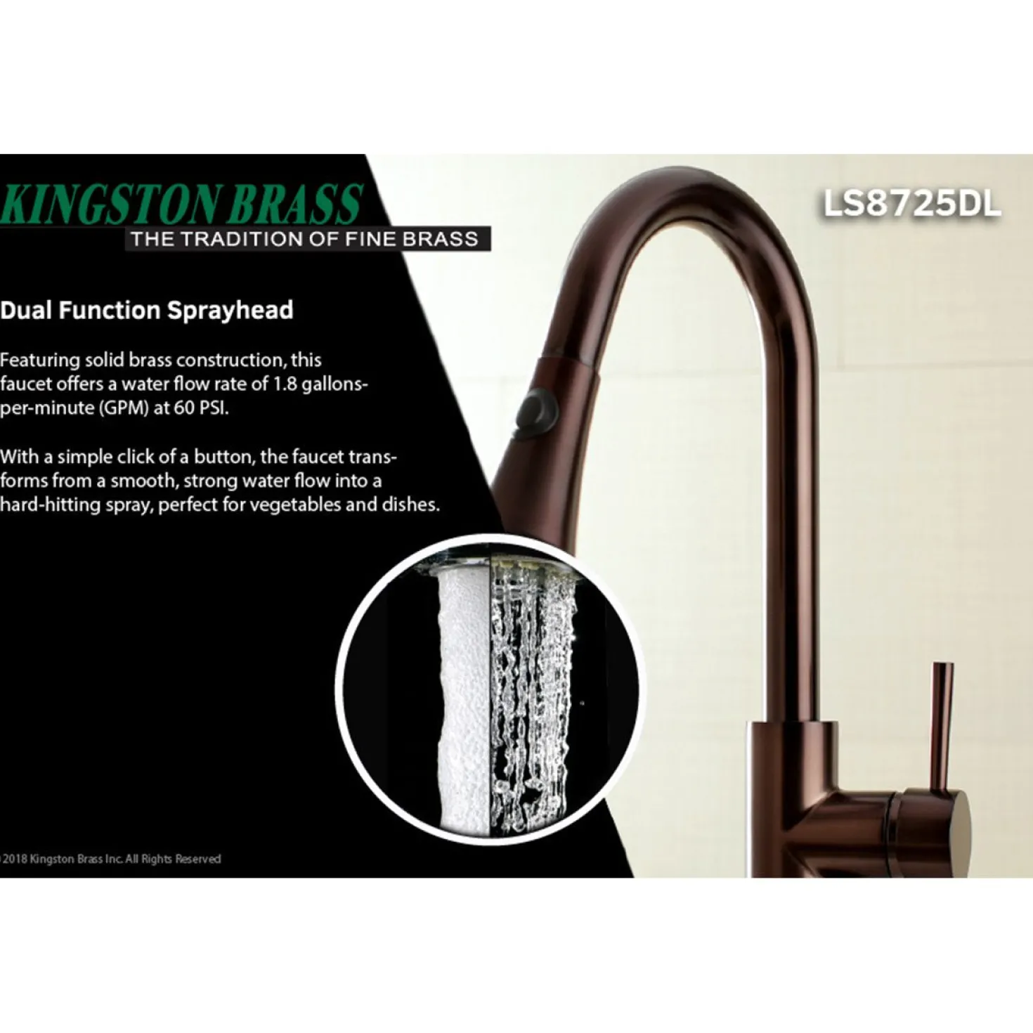 Kingston Brass Gourmetier Concord Deck Mount Single-Handle Pull-Down Kitchen Faucet