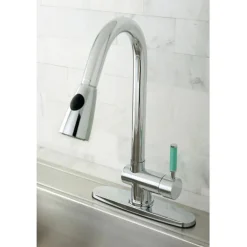 Kingston Brass Gourmetier Green Eden Single Lever Handle Kitchen Faucet with Pull-Down Sprayer