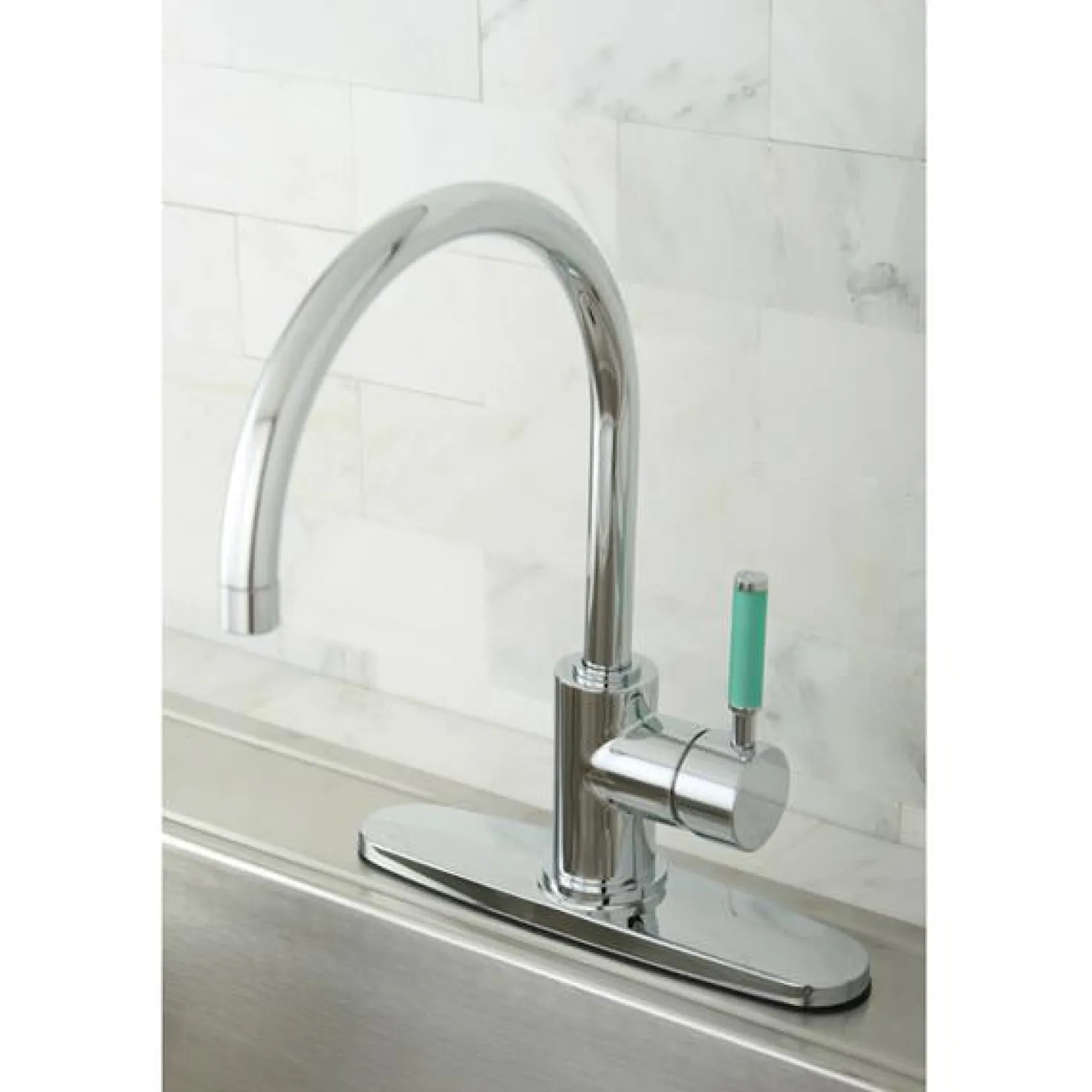 Kingston Brass Gourmetier Green Eden Single Lever Handle Kitchen Faucet with 8" Deck Plate