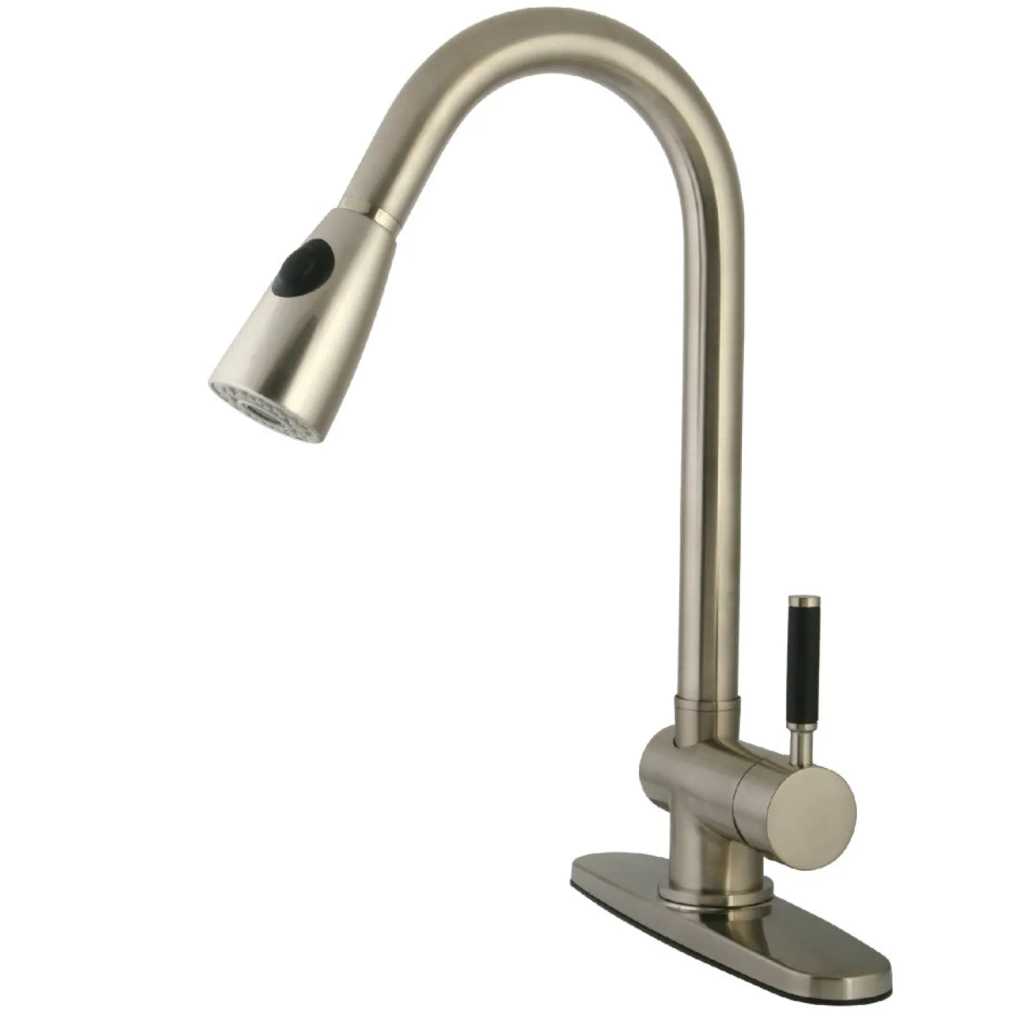 Kingston Brass Gourmetier GS8898DKL Kaiser Single Handle Pull-Down Spray Satin Nickel Kitchen Faucet