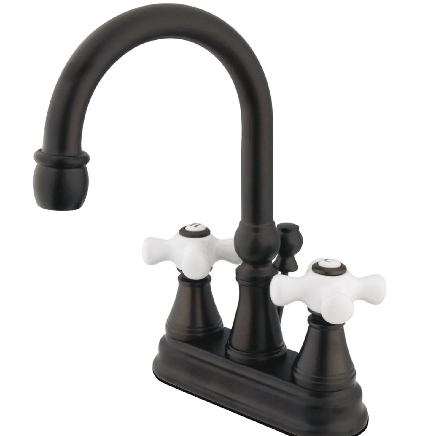 Kingston Brass Governor Two Handle Deck Mount 4" Centerset Lavatory Faucet with Brass Pop-up