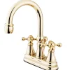 Kingston Brass Governor Two Handle Three Hole 4" Centerset Lavatory Faucet with Brass Pop-up