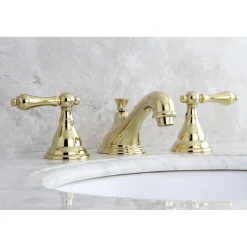 Kingston Brass 2-Handle 8-Inch Widespread Bathroom Faucet with Brass Pop-Up