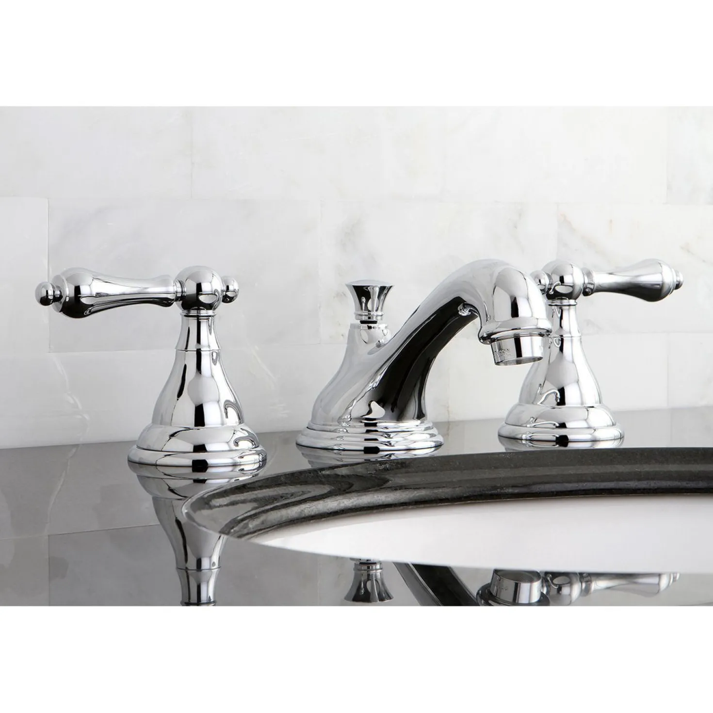 Kingston Brass 2-Handle 8-Inch Widespread Bathroom Faucet with Brass Pop-Up