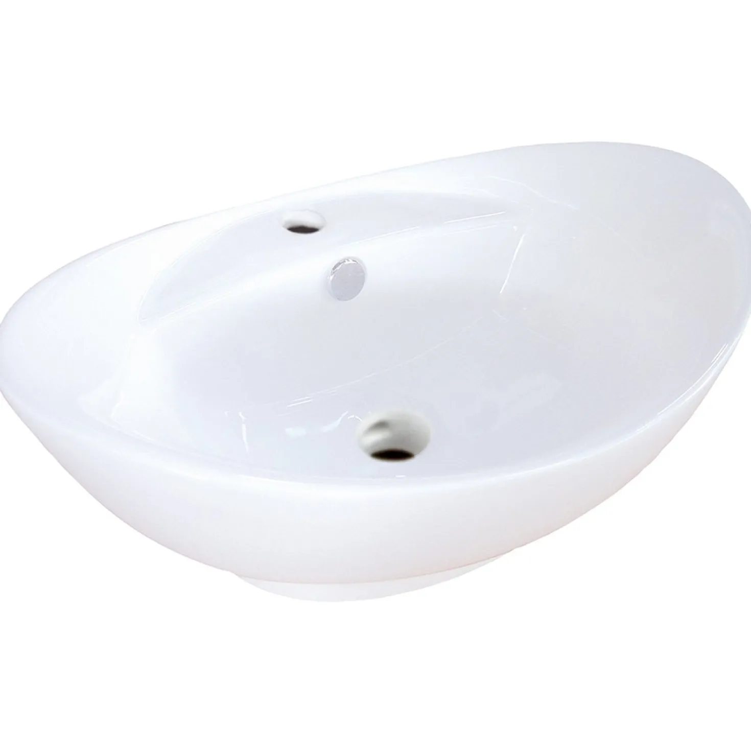 Kingston Brass Harmon White China Vessel Bathroom Sink with Overflow Hole and Faucet Hole