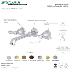 Kingston Brass Heirloom 2-Handle Wall Mount Roman Tub Faucet