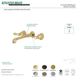 Kingston Brass Heirloom 2-Handle Wall Mount Roman Tub Faucet