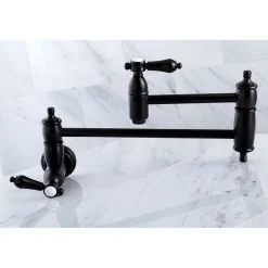 Kingston Brass Heirloom Wall Mount Pot Filler Kitchen Faucet