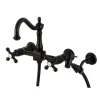Kingston Brass Heritage 8" Centerset Wall Mount Kitchen Faucet with Brass Sprayer