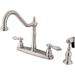 Kingston Brass Heritage 8" Center Kitchen Faucet with Brass Sprayer