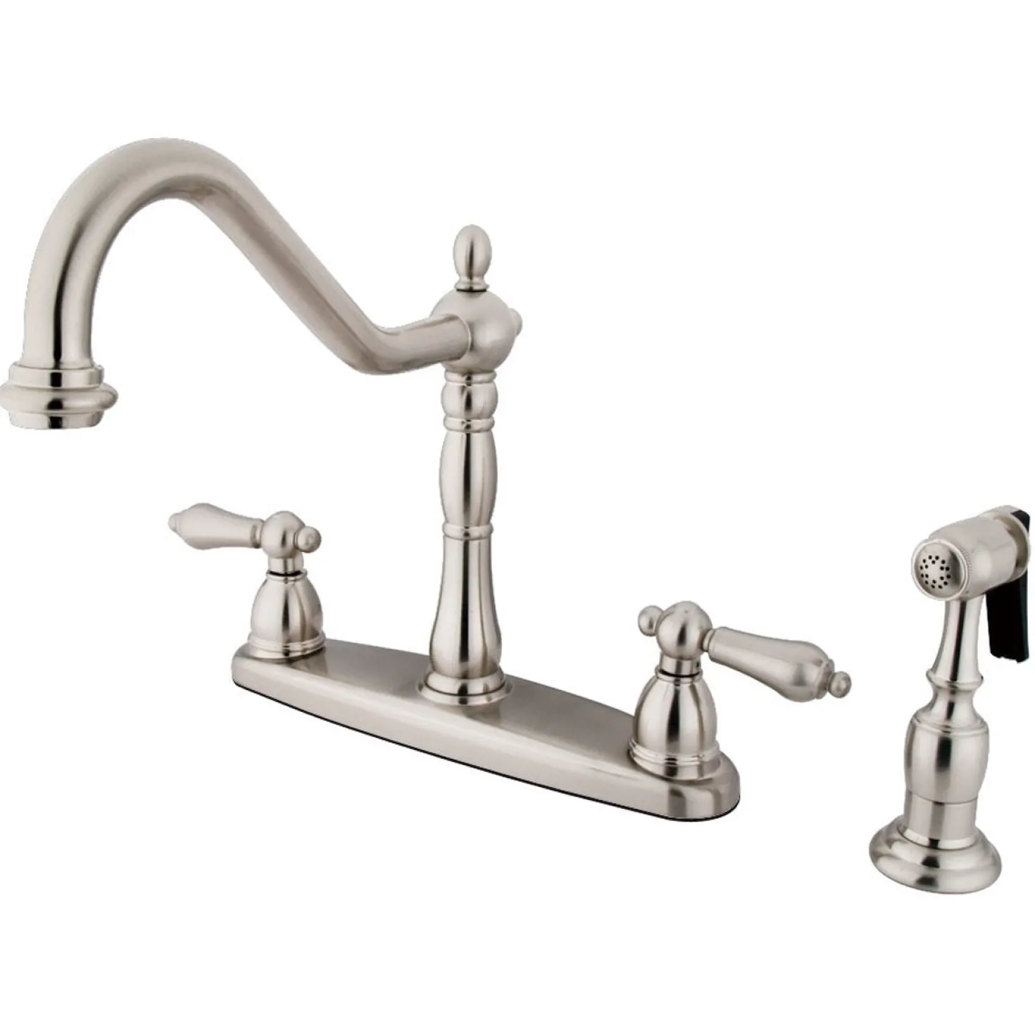 Kingston Brass Heritage 8" Center Kitchen Faucet with Brass Sprayer