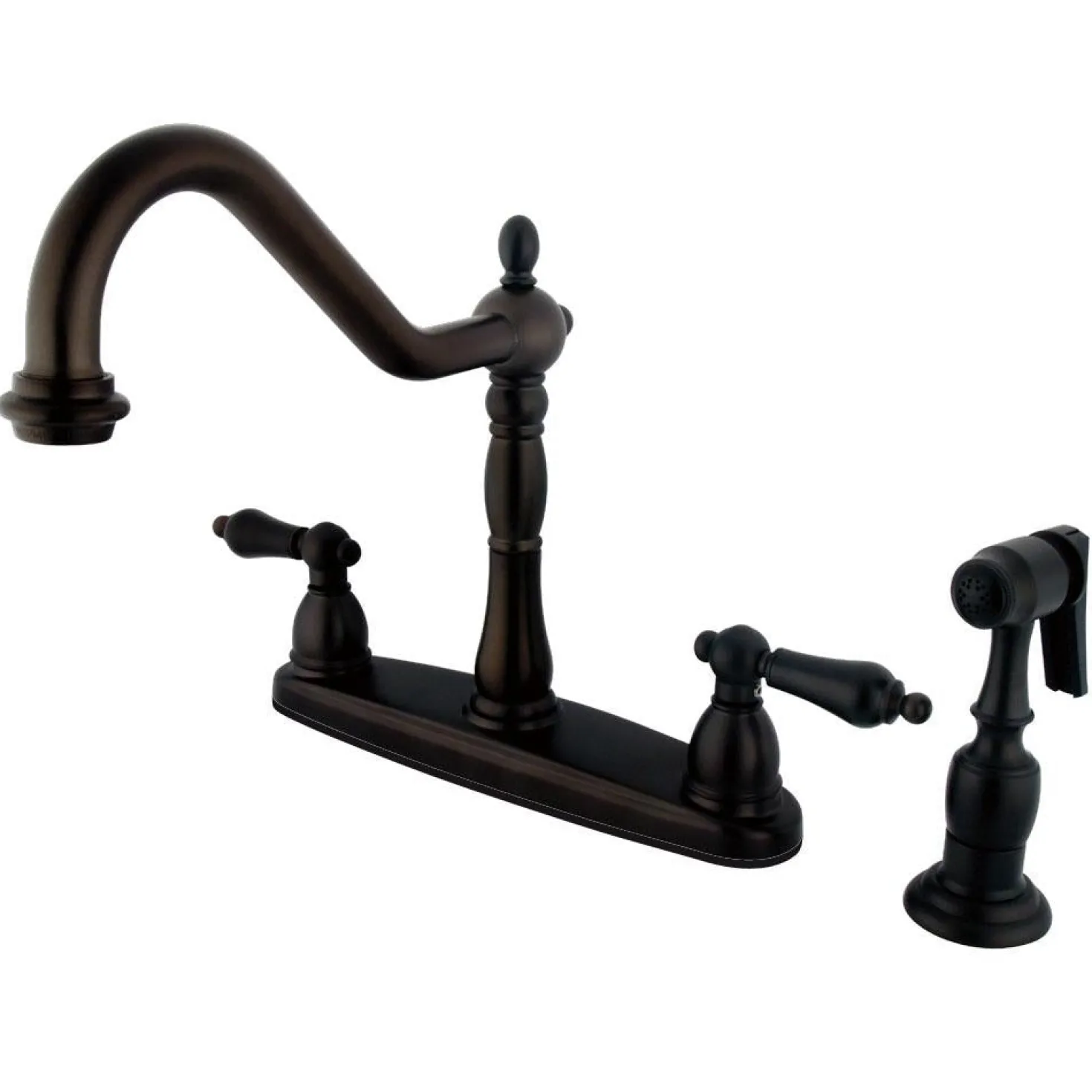 Kingston Brass Heritage 8" Center Kitchen Faucet with Brass Sprayer