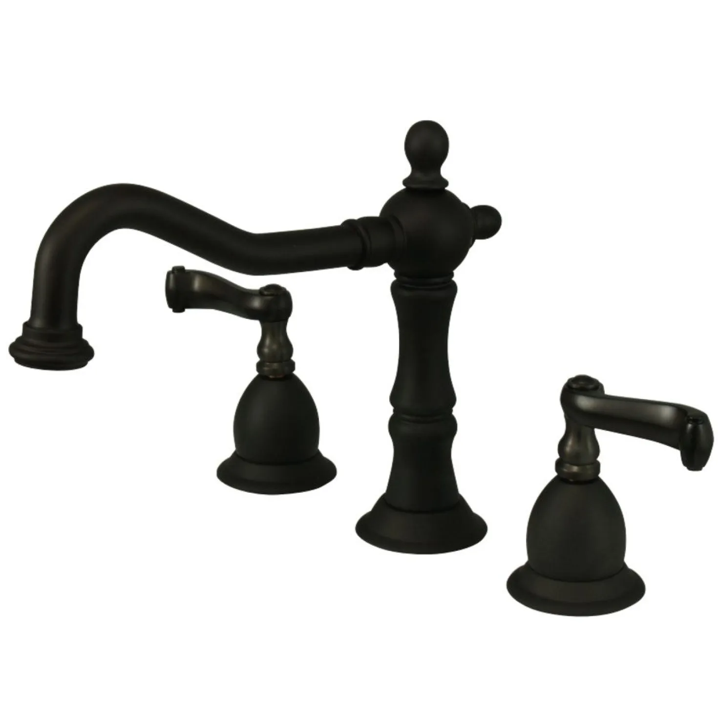 Kingston Brass Heritage Classic Two Handle Deck Mount 8" to 14" Widespread Lavatory Faucet with Brass Pop-up
